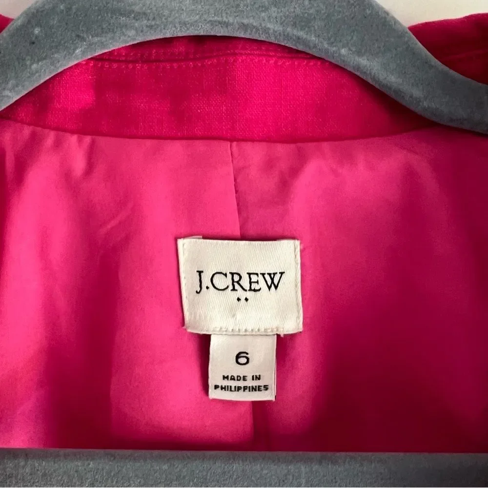 J. Crew Linen Blend One Button Blazer in Pink